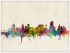 Large Tulsa Oklahoma Watercolour Skyline (Wood Frame - White)