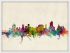 Medium Tulsa Oklahoma Watercolour Skyline (Wood Frame - White)