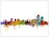 Large Wilmington Delaware Watercolour Skyline (Wood Frame - White)