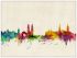 Large Zurich Switzerland Watercolour Skyline (Wood Frame - White)