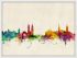 Medium Zurich Switzerland Watercolour Skyline (Wood Frame - White)