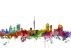 Auckland New Zealand Watercolour Skyline
