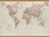 Huge Personalised Antique World Map (Wooden hanging bars)