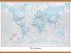 Large Personalised World Is Art - Wall Map Aqua (Wooden hanging bars)