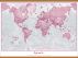 Large Personalised World Is Art - Wall Map Pink (Rolled Canvas with Wooden Hanging Bars)