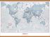 Large Personalised World Is Art - Wall Map Teal (Wooden hanging bars)