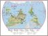 Huge Primary Upside Down World Wall Map Environmental (Pinboard & framed - Silver)