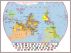 Large Primary Upside Down World Wall Map Political with flags (Pinboard & framed - Silver)