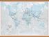 Large The World Is Art - Wall Map Aqua (Rolled Canvas with Wooden Hanging Bars)