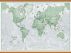 Huge The World Is Art - Wall Map Green (Rolled Canvas with Wooden Hanging Bars)