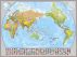 Large World Pacific-centred Wall Map with flags (Pinboard & framed - Silver)
