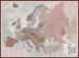 Large Executive Europe Wall Map Political (Pinboard & framed - Dark Oak)