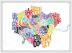 Medium London UK Text Map (Wood Frame - White)