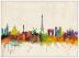 Large Paris City Skyline (Wood Frame - White)