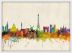 Medium Paris City Skyline (Wood Frame - White)
