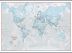Huge The World Is Art - Wall Map Aqua (Hanging bars)