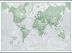 Large The World Is Art - Wall Map Green (Hanging bars)