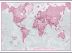 Large The World Is Art - Wall Map Pink (Hanging bars)