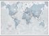 Large The World Is Art - Wall Map Teal (Rolled Canvas with Hanging Bars)