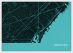 Small Barcelona City Street Map Print Turquoise (Wood Frame - White)