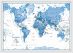 Medium Children's Art Map of the World Blue (Pinboard & wood frame - White)
