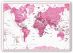 Large Children's Art Map of the World Pink (Canvas)