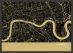 A3 London City Street Map Print Straw (Wood Frame - Black)