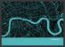 A3 London City Street Map Print Turquoise (Wood Frame - Black)