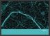 A3 Paris City Street Map Print Turquoise (Wood Frame - Black)