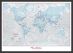 Medium Personalised World Is Art - Wall Map Aqua (Wood Frame - Black)