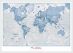 Small Personalised World Is Art - Wall Map Blue (Wood Frame - White)