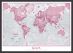 Medium Personalised World Is Art - Wall Map Pink (Wood Frame - Black)