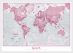 Medium Personalised World Is Art - Wall Map Pink (Wood Frame - White)