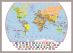 Medium Primary World Wall Map Political with flags (Pinboard & framed - Silver)