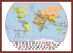Medium Primary World Wall Map Political with flags (Pinboard & framed - Dark Oak)