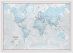 Medium The World Is Art - Wall Map Aqua (Wood Frame - White)