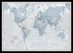 Small The World Is Art - Wall Map Teal (Pinboard & framed - Black)