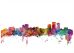 Large Anchorage Watercolour Skyline (Wood Frame - White)