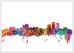 Medium Anchorage Watercolour Skyline (Wood Frame - White)