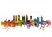 Large Atlanta Georgia Watercolour Skyline (Wood Frame - White)