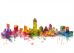 Large Austin Texas Watercolour Skyline (Wood Frame - White)