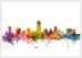 Medium Austin Texas Watercolour Skyline (Wood Frame - White)