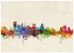 Large Baltimore Maryland Watercolour Skyline (Wood Frame - White)