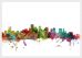 Medium Boston Watercolour Skyline (Wood Frame - White)