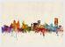 Small Buffalo New York Watercolour Skyline (Wood Frame - White)