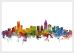 Small Charlotte North Carolina Watercolour Skyline (Wood Frame - White)