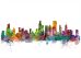 Large Chicago Illinois Watercolour Skyline (Wood Frame - White)