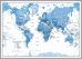 Large Children's Art Map of the World Blue (Pinboard & framed - Silver)