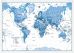 Large Children's Art Map of the World Blue (Wood Frame - White)