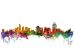Large Cincinnati Ohio Watercolour Skyline (Wood Frame - White)